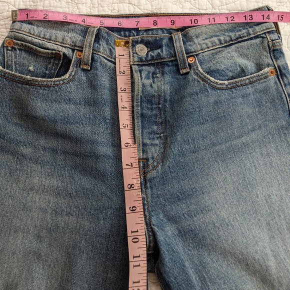 Levi's Wedgie Straight Button Fly Jeans Two Minds Wash Sz 28 - Picture 7 of 12